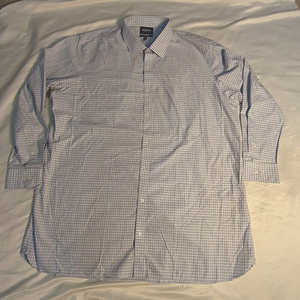 BONOBOS Shirt Mens Size 5XL 21/39 Button Up Long Sleeve Blue